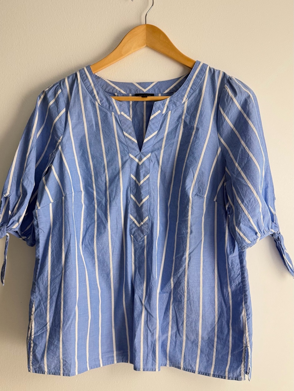 Talbots Blue and White Striped Casual Button-Down Shirt